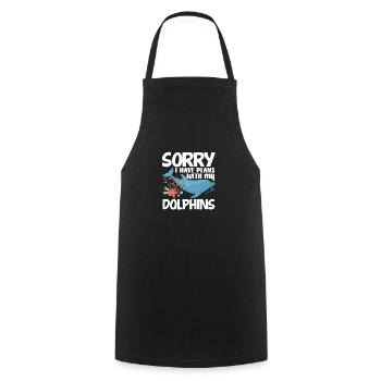 Désolé, j’ai des projets avec mes dauphins - Tablier de cuisine - noir - Devant - AI Model Male 185 dark (185cm)
