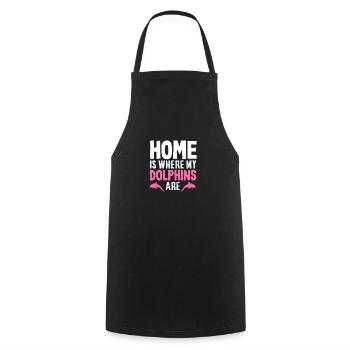 La maison est là où sont mes dauphins - Tablier de cuisine - noir - Devant - AI Model Male 185 dark (185cm)