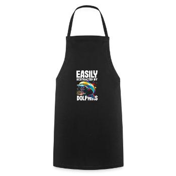 Easily distracted by dolphins - Cooking Apron - black - Front - AI Model Male 185 dark (185cm)