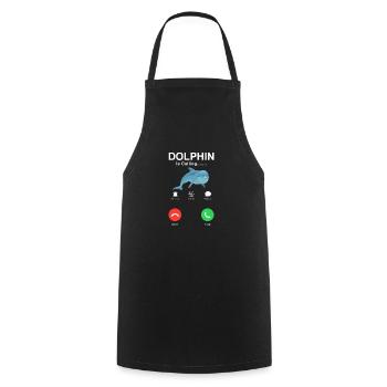 Dolphin Calls Humorous Graphic - Cooking Apron - black - Front - AI Model Male 185 dark (185cm)
