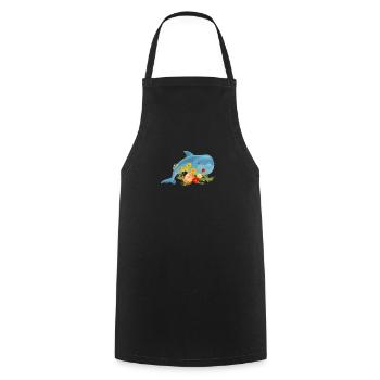 Dolphin with beautiful flowers - Cooking Apron - black - Front - AI Model Male 185 dark (185cm)