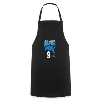 This little dolphin is 9 9th birthday - Cooking Apron - black - Front - AI Model Male 185 dark (185cm)