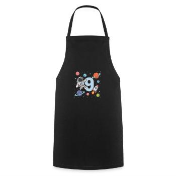 9e anniversaire garçons 9 ans astronaute anniversaire - Tablier de cuisine - noir - Devant - AI Model Male 185 dark (185cm)