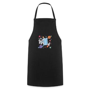 11th Birthday Boys Astronaut Birthday - Cooking Apron - black - Front - AI Model Male 185 dark (185cm)