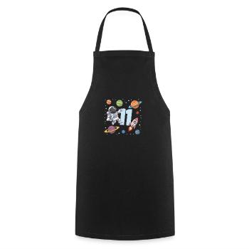11th Birthday Boys Astronaut Birthday - Cooking Apron - black - Front - AI Model Male 185 dark (185cm)