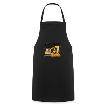 1er anniversaire garçon 1 an chantier de construction d’excavatrice - Tablier de cuisine - noir - Devant - AI Model Male 185 dark (185cm)