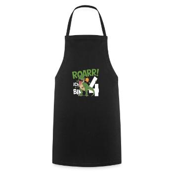 4th Birthday 4 Years Dino Dinosaur Fan - Cooking Apron - black - Front - AI Model Male 185 dark (185cm)