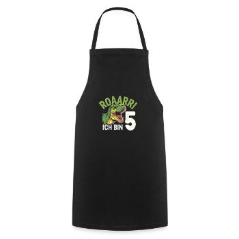 5th Birthday 5 Years Dino Dinosaur Fan - Cooking Apron - black - Front - AI Model Male 185 dark (185cm)