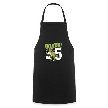 5th Birthday 5 Years Dino Dinosaur Fan - Cooking Apron - black - Front - AI Model Male 185 dark (185cm)