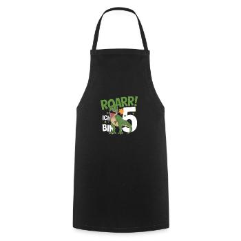 5th Birthday 5 Years Dino Dinosaur Fan - Cooking Apron - black - Front - AI Model Male 185 dark (185cm)