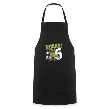 6th Birthday 6 Years Dino Dinosaur Fan - Cooking Apron - black - Front - AI Model Male 185 dark (185cm)