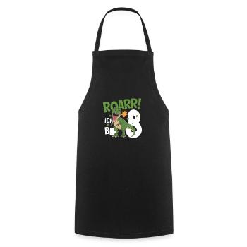 8th Birthday 8 Years Dino Dinosaur Fan - Cooking Apron - black - Front - AI Model Male 185 dark (185cm)