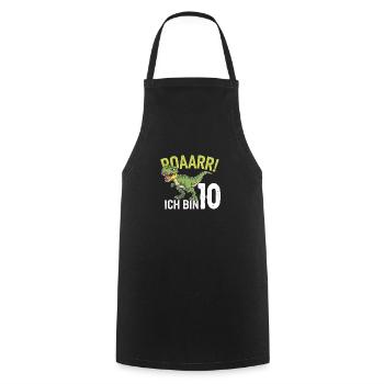 10th Birthday 10 Years Dino Dinosaur Fan - Cooking Apron - black - Front - AI Model Male 185 dark (185cm)