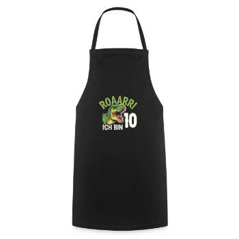 10th Birthday 10 Years Dino Dinosaur Fan - Cooking Apron - black - Front - AI Model Male 185 dark (185cm)