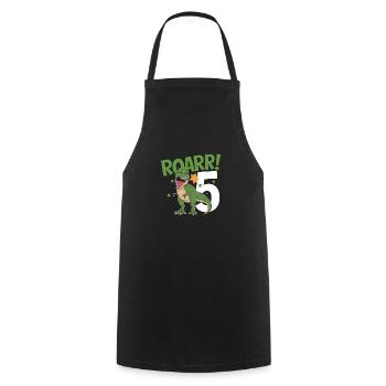 5th Birthday 5 Years Dino Dinosaur Fan - Cooking Apron - black - Front - AI Model Male 185 dark (185cm)