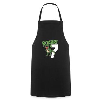 7th Birthday 7 Years Dino Dinosaur Fan - Cooking Apron - black - Front - AI Model Male 185 dark (185cm)