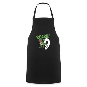 9th Birthday 9 Years Dino Dinosaur Fan - Cooking Apron - black - Front - AI Model Male 185 dark (185cm)