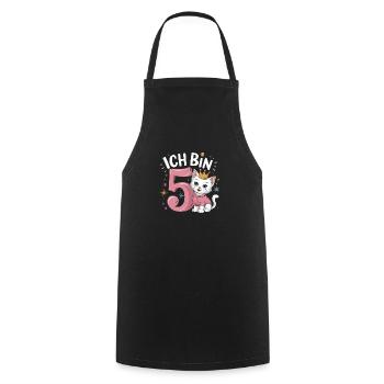 5th Birthday Cat Kitten Children's Birthday Party - Cooking Apron - black - Front - AI Model Male 185 dark (185cm)