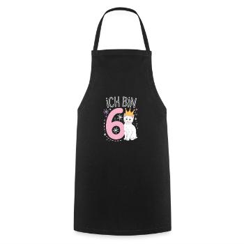 6th Birthday Cat Kitten Children's Birthday Party - Cooking Apron - black - Front - AI Model Male 185 dark (185cm)