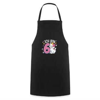 6th Birthday Cat Kitten Children's Birthday Party - Cooking Apron - black - Front - AI Model Male 185 dark (185cm)