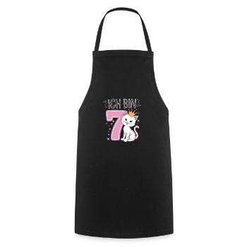 7e anniversaire chat chaton fête d’anniversaire des enfants - Tablier de cuisine - noir - Devant - AI Model Male 185 dark (185cm)