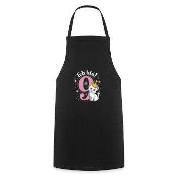 9th Birthday Cat Kitten Children's Birthday - Cooking Apron - black - Front - AI Model Male 185 dark (185cm)