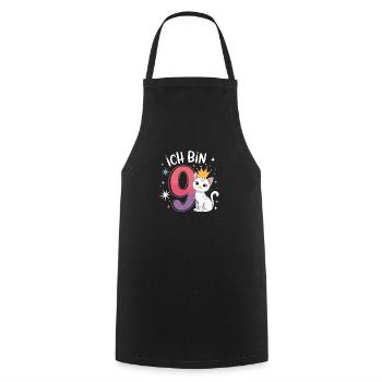 9th Birthday Cat Kitten Children's Birthday - Cooking Apron - black - Front - AI Model Male 185 dark (185cm)