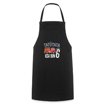 Tatütata Fire Brigade 6th Birthday - Cooking Apron - black - Front - AI Model Male 185 dark (185cm)