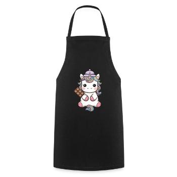 Süßes Kawaii Einhorn mit Schokolade - Kochschürze - Schwarz - Vorne - AI Model Male 185 dark (185cm)