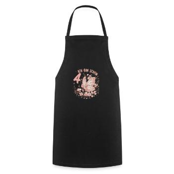 4th Birthday Butterfly Children's Birthday Party - Cooking Apron - black - Front - AI Model Male 185 dark (185cm)