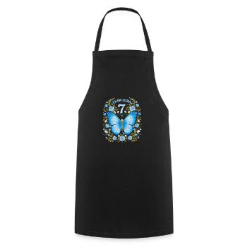 Fête d’anniversaire des enfants papillon 7e anniversaire - Tablier de cuisine - noir - Devant - AI Model Male 185 dark (185cm)