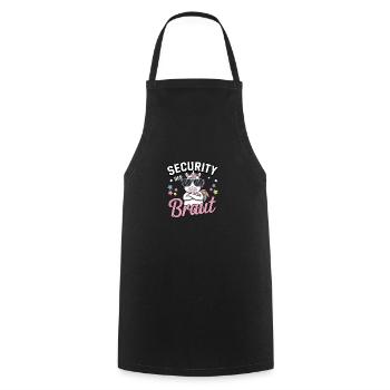 Security der Braut Einhorn JGA Gruppen Shirt - Kochschürze - Schwarz - Vorne - AI Model Male 185 dark (185cm)