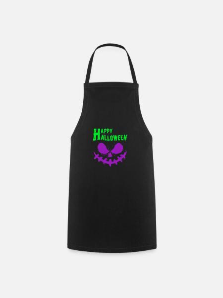 Halloween Pumpkin, Happy Halloween - Cooking Apron - black