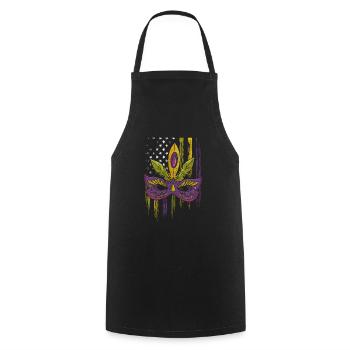 Mardi Gras Celebration Louisiana Beads - Cooking Apron - black - Front - AI Model Male 185 dark (185cm)