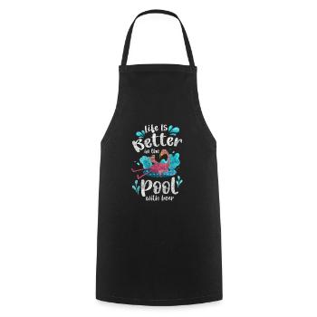 Pool Swimming Summer Alcohol - Cooking Apron - black - Front - AI Model Male 185 dark (185cm)