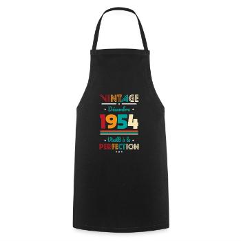 70 Years Anniversary - Vintage - December 1954 - Cooking Apron - black - Front - AI Model Male 185 dark (185cm)