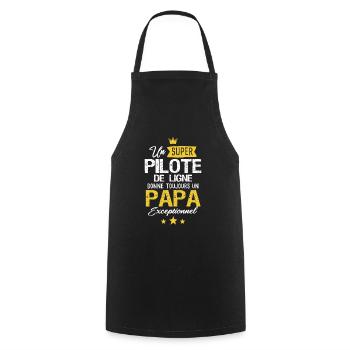 Pilote de ligne cadeau drôle futur papa - Tablier de cuisine - noir - Devant - AI Model Male 185 dark (185cm)