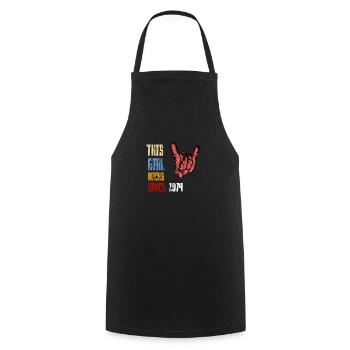 Rock depuis 1974 / Rockmusik / Femme / Cadeau - Tablier de cuisine - noir - Devant - AI Model Male 185 dark (185cm)