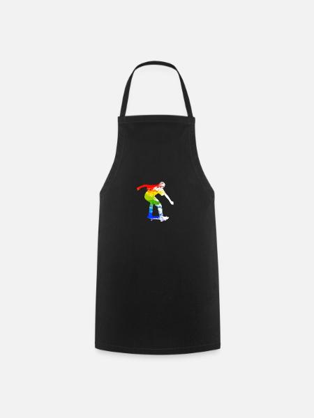 Skateboard Skaters Colorful | Skating Gift - Cooking Apron - black