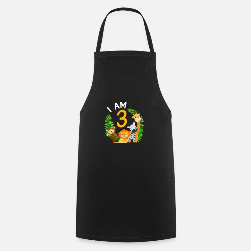 3rd birthday birthday shirt jungle third - Cooking Apron - black