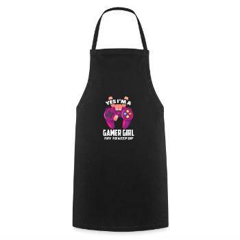 Gamer Girl Gamerin Zockerin Zocken Gamer - Kochschürze - Schwarz - Vorne - AI Model Male 185 dark (185cm)
