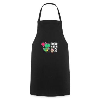 3rd birthday boy 3 years dinosaur T Rex - Cooking Apron - black - Front - AI Model Male 185 dark (185cm)