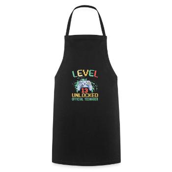 13th Birthday Boy Teen Birthday Gamer - Cooking Apron - black - Front - AI Model Male 185 dark (185cm)