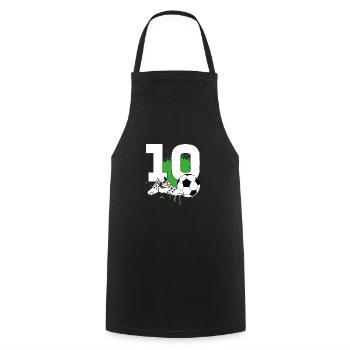 10e anniversaire 10 ans footballeur - Tablier de cuisine - noir - Devant - AI Model Male 185 dark (185cm)