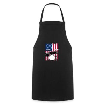 Batterie batteur cadeau États-Unis drapeau - Tablier de cuisine - noir - Devant - AI Model Male 185 dark (185cm)
