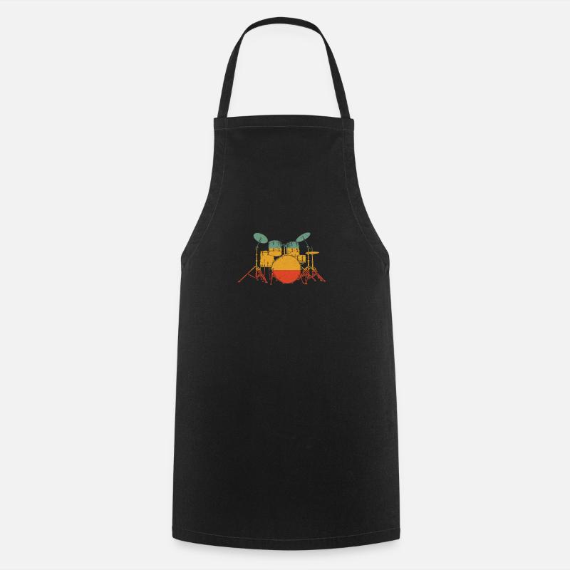 Rétro percussion rétro batterie cadeau - Tablier de cuisine - noir