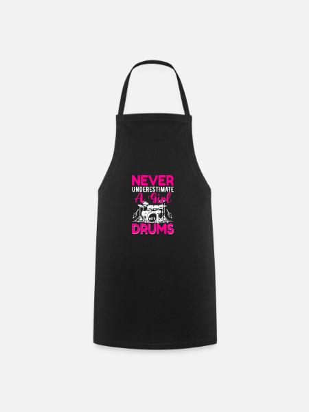 Funny Women Drums Drummer Gift - Cooking Apron - black