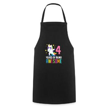 4. Geburtstag 4 Jahre Einhorn Geburtstagsshirt - Kochschürze - Schwarz - Vorne - AI Model Male 185 dark (185cm)
