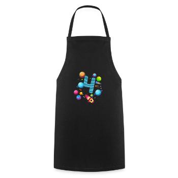 4th Birthday Boys 4 Years Planet Birthday - Cooking Apron - black - Front - AI Model Male 185 dark (185cm)