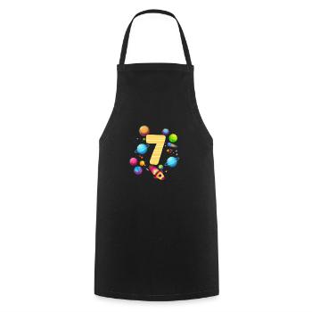 7th Birthday Boys 7 Years Planet Birthday - Cooking Apron - black - Front - AI Model Male 185 dark (185cm)